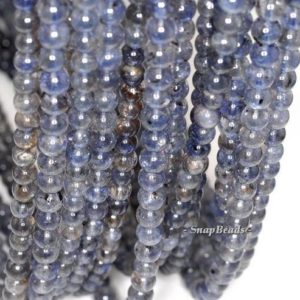 Shop Iolite Round Beads! 5mm Bermudan Blue Iolite Gemstone Grd A Dark Blue Round 5mm-6mm Loose Beads 16 inch Full Strand (90146321-163) | Natural genuine round Iolite beads for beading and jewelry making.  #jewelry #beads #beadedjewelry #diyjewelry #jewelrymaking #beadstore #beading #affiliate #ad