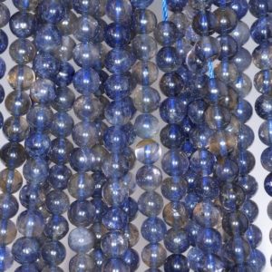 Shop Iolite Round Beads! 5mm Bermudan Blue Iolite Gemstone AAA Dark Blue Round 5mm-6mm Loose Beads 16 inch Full Strand (90146318-163) | Natural genuine round Iolite beads for beading and jewelry making.  #jewelry #beads #beadedjewelry #diyjewelry #jewelrymaking #beadstore #beading #affiliate #ad