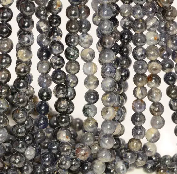 6-7mm Bermudan Dark Blue Iolite Gemstone Round Loose Beads 15.5 Inch Full Strand (90182396-119)