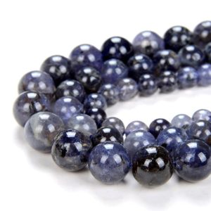 Shop Iolite Round Beads! Natural Deep Blue Iolite Gemstone Grade AA Round 6MM 8MM 10MM Loose Beads BULK LOT 1,2,6,12 and 50 (D16) | Natural genuine round Iolite beads for beading and jewelry making.  #jewelry #beads #beadedjewelry #diyjewelry #jewelrymaking #beadstore #beading #affiliate #ad