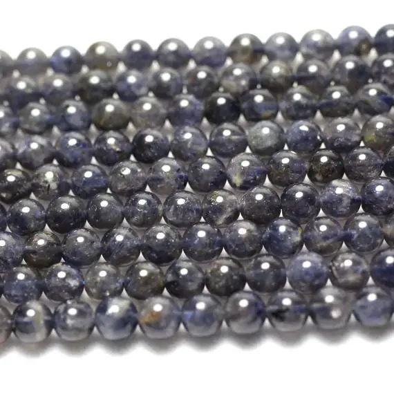 Genuine Iolite Stone Beads, Natural Gemstone Beads, Round Beads 4mm 6mm 8mm 10mm 15''