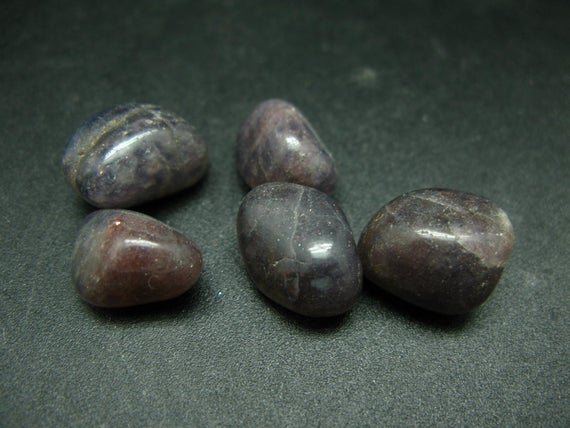 Lot Of 5 Tumbled Natural Iolite Cordierite “water Sapphire” Stone From India