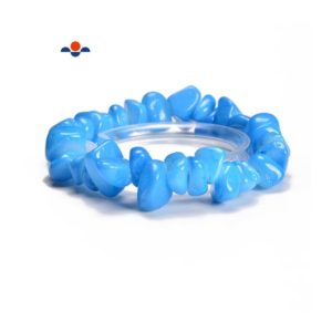 Shop Jade Chip & Nugget Beads! Light Blue Dyed Jade Pebble Nugget Elastic Bracelet Bead Size 7-17mm 7.5''Length | Natural genuine chip Jade beads for beading and jewelry making.  #jewelry #beads #beadedjewelry #diyjewelry #jewelrymaking #beadstore #beading #affiliate #ad