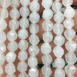 Shop Jade Chip & Nugget Beads! White Jade Faceted Beads, Natural Gemstone Beads, Nugget Stone Beads, 8mm 10mm 12mm 15'' | Natural genuine chip Jade beads for beading and jewelry making.  #jewelry #beads #beadedjewelry #diyjewelry #jewelrymaking #beadstore #beading #affiliate #ad