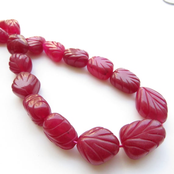 Pink Jade Carved Tumble Beads, Pink Jade Tumbles, 15mm To 21mm Pink Jade Hand Carved Beads, 17 Inch Bead Strand, Gds1417