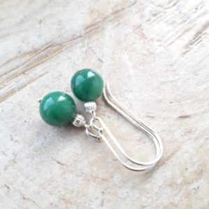 African Jade drop earrings, Sterling Silver Jade earrings, small drop gemstone earrings for luck, st. Patricks day gift , mothers day gift | Natural genuine Jade earrings. Buy crystal jewelry, handmade handcrafted artisan jewelry for women.  Unique handmade gift ideas. #jewelry #beadedearrings #beadedjewelry #gift #shopping #handmadejewelry #fashion #style #product #earrings #affiliate #ad