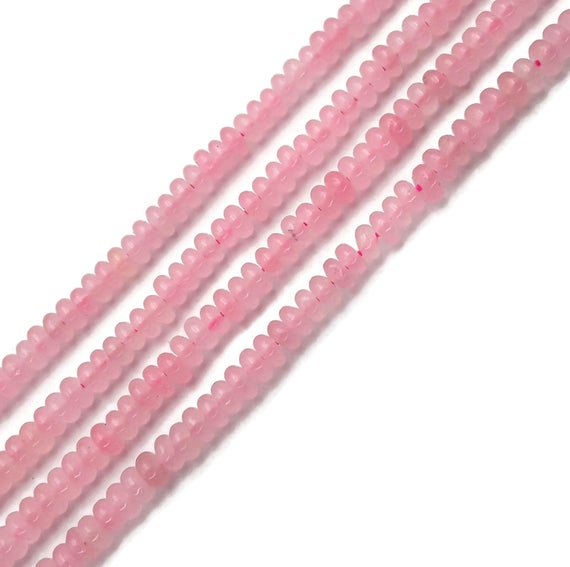 Light Pink Color Dyed Jade Faceted Rondelle Beads Size Approx 2x4mm 15.5" Strand