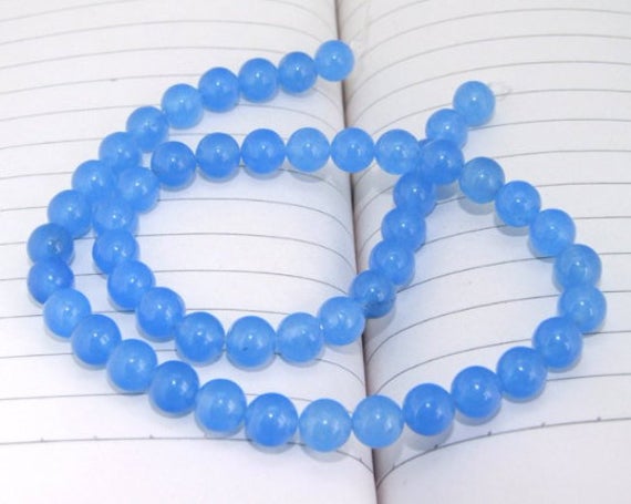 Sale Price Sea Blue Jade Beads Round Shape--- 4mm ,6mm, 8mm ,10mm ,12mm ,14mm --- 15.5 Inches Strand
