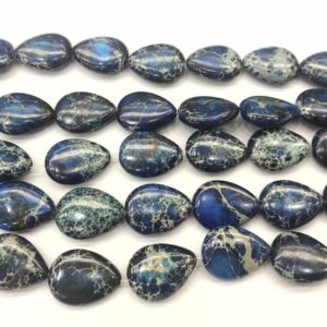 Imperial Jasper 15x20mm Waterdrop Sea Sediment Jasper Blue Dyed Loose Teardrop Beads 15 inch Jewelry Supply Bracelet Necklace Material | Natural genuine other-shape Gemstone beads for beading and jewelry making.  #jewelry #beads #beadedjewelry #diyjewelry #jewelrymaking #beadstore #beading #affiliate #ad