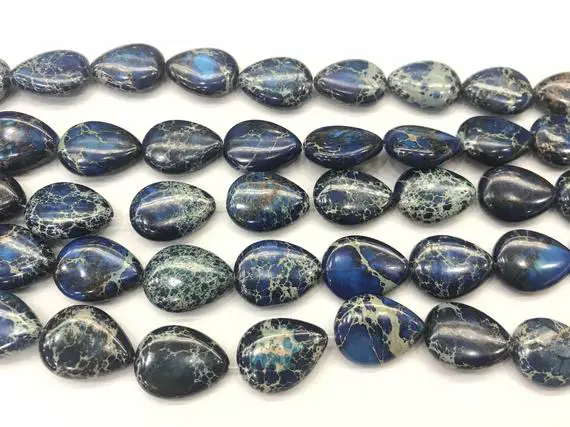 Imperial Jasper 15x20mm Waterdrop Sea Sediment Jasper Blue Dyed Loose Teardrop Beads 15 Inch Jewelry Supply Bracelet Necklace Material