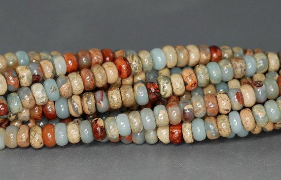 4x2mm Sea Sediment Imperial Jasper Gemstone Rondelle Loose Beads 15.5 Inch Full Strand (90184385-851)