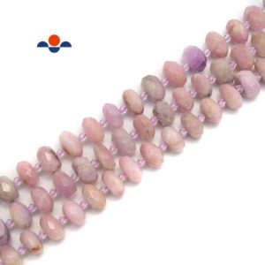 Shop Kunzite Beads! Natural Kunzite Faceted Rondelle Beads 7×13-9x14mm 15.5'' Strand | Natural genuine beads Kunzite beads for beading and jewelry making.  #jewelry #beads #beadedjewelry #diyjewelry #jewelrymaking #beadstore #beading #affiliate #ad