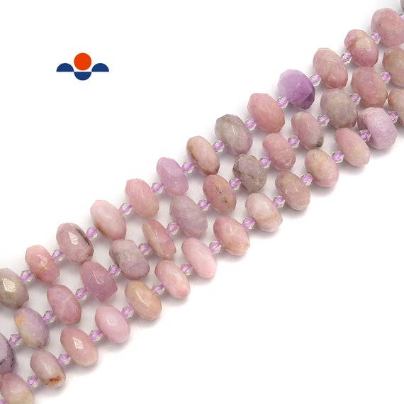 Natural Kunzite Faceted Rondelle Beads 7x13-9x14mm 15.5'' Strand