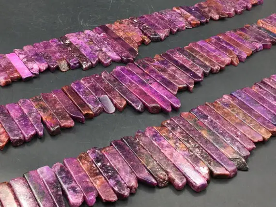Polished Purple Kunzite Slice Beads Natural Kunzite Gemstone Stick Point Slab Top Drilled Graduated Beads 9-12*22-45mm 15.5" Full Strand
