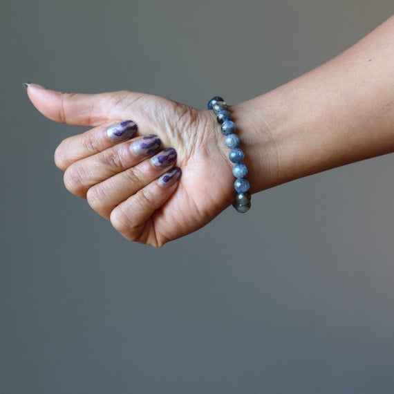 Blue Kyanite Bracelet Electric Sky Healing Energy Crystal Beads