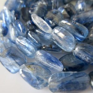 Shop Kyanite Chip & Nugget Beads! 3 Strands Wholesale Natural Blue Kyanite Smooth Tumble Beads, 11mm T0 17mm Beads, 16 Inch Strand, GDS5/2 | Natural genuine chip Kyanite beads for beading and jewelry making.  #jewelry #beads #beadedjewelry #diyjewelry #jewelrymaking #beadstore #beading #affiliate #ad