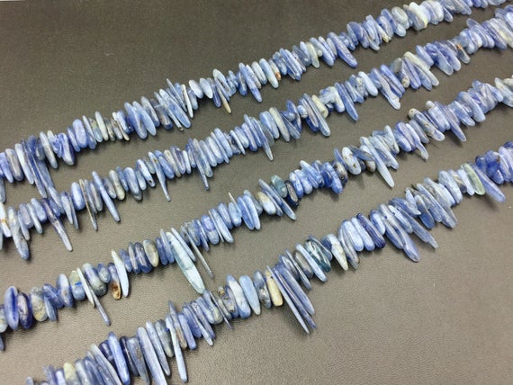 Natural Kyanite Chip Beads Stick Beads Tiny Kyanite Shard Beads Polished Blue Kyanite Beads Top Drilled Supplies 10-25mm 15.5" Full Strand