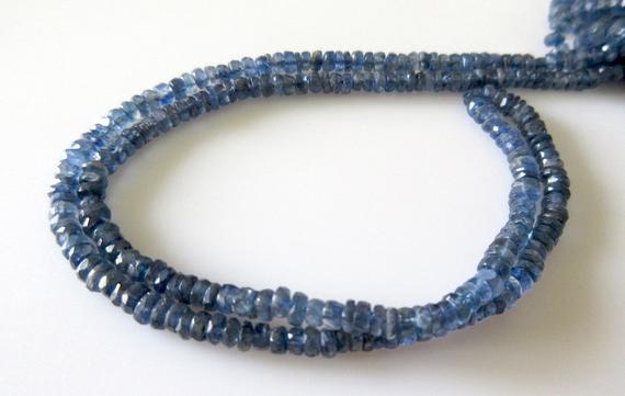 5 Strands Wholesale 5mm Blue Kyanite Faceted Rondelle Bead, Natural Kyanite Beads, 15 Inch Strand, Gds7/1