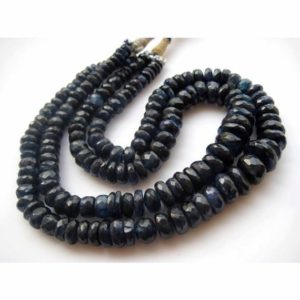 Shop Kyanite Faceted Beads! Kyanite Faceted Rondelle Beads, 7mm To 13mm Dark Ink Blue Beads, Sold As 13 Inch Strand/15 Inch Strand, GFJP | Natural genuine faceted Kyanite beads for beading and jewelry making.  #jewelry #beads #beadedjewelry #diyjewelry #jewelrymaking #beadstore #beading #affiliate #ad
