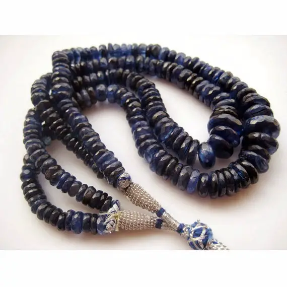 Blue Kyanite, Kyanite Beads, Faceted Rondelle Beads, Faceted Kyanite, 16mm To 7mm Each, 10 Inch Strand, 55 Pieces Approx