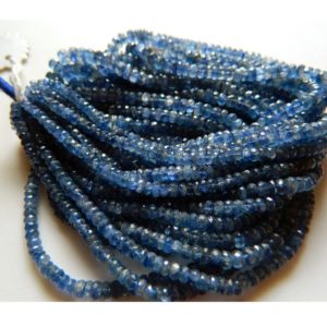 Shop Kyanite Faceted Beads! Blue Kyanite, Kyanite Beads, Faceted Rondelle Beads, Faceted Kyanite, 3mm To 6mm Each, 17 Inch Strand | Natural genuine faceted Kyanite beads for beading and jewelry making.  #jewelry #beads #beadedjewelry #diyjewelry #jewelrymaking #beadstore #beading #affiliate #ad