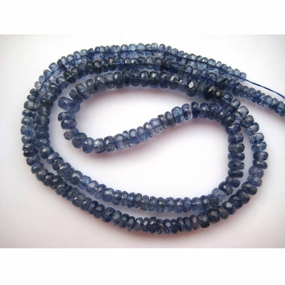 Kyanite Faceted Rondelle Beads, Light Ink Blue Kyanite, 3mm To 5mm Each, Sold As 9 Inch Half Strand/18 Inch Strand, Gfjp
