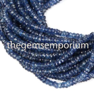 Shop Kyanite Faceted Beads! Kyanite Faceted Rondelle Gemstone Beads, Kyanite faceted Gemstone Beads, Kyanite Faceted Rondelle Beads, Kyanite Rondelle Gemstone Beads | Natural genuine faceted Kyanite beads for beading and jewelry making.  #jewelry #beads #beadedjewelry #diyjewelry #jewelrymaking #beadstore #beading #affiliate #ad