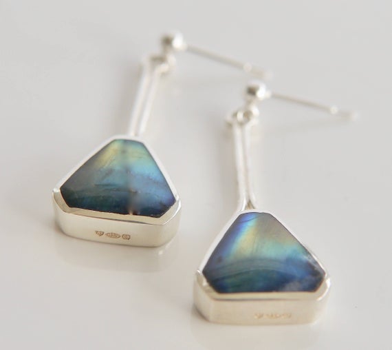 Labradorite Earrings - Sterling Silver - Gemstone Earrings - Drop Earrings