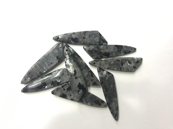 Natural Black Labradorite Wing-shaped 12x45mm Gemstone Genuine Freeshape Pendant ---1 Pair(2pcs)