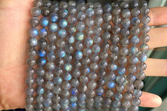 15.5" Aa 8mm Natural Labradorite Round Beads, Semi-precious Stone, Grey Color Small Diy Jewelry Beads Ygyo