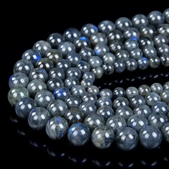 Blue Flash Natural Black Labradorite Gemstone Grade Aaa Round 6mm 8mm 10mm Beads Bulk Lot 1,2,6,12 And 50(d55)