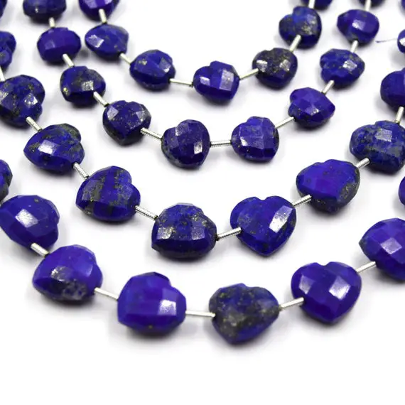 Lapis Lazuli Beads | Hand Cut Indian Gemstone | 10mm And 12mm Heart Shaped Beads | High Quality Lapis Lazuli | Loose Gemstone Beads