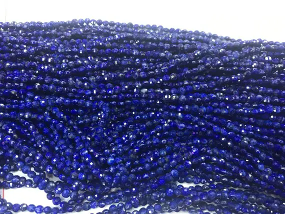 Genuine Faceted Lapis Lazuli 4mm Flat Round Cut Grade A Natural Coin Beads 15 Inch Jewelry Supply Bracelet Necklace Material Wholesale