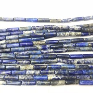 Natural Lapis Lazuli 4x13mm Column Genuine Loose Blue Tube Beads 15 inch Jewelry Supply Bracelet Necklace Material Support | Natural genuine other-shape Gemstone beads for beading and jewelry making.  #jewelry #beads #beadedjewelry #diyjewelry #jewelrymaking #beadstore #beading #affiliate #ad