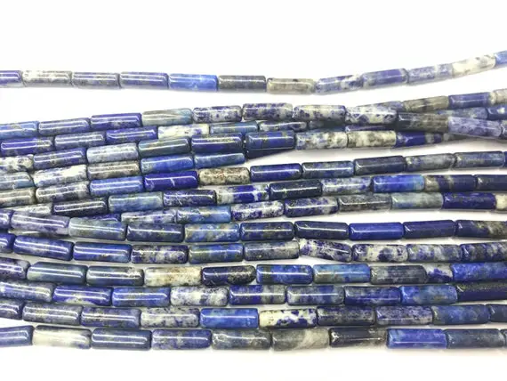 Natural Lapis Lazuli 4x13mm Column Genuine Loose Blue Tube Beads 15 Inch Jewelry Supply Bracelet Necklace Material Support
