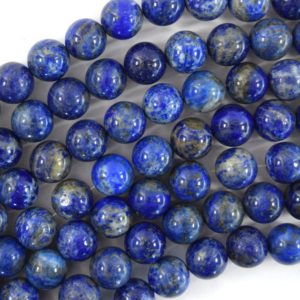 Shop Lapis Lazuli Round Beads! Natural Blue Lapis Lazuli Round Beads 15" Strand 3mm 4mm 6mm 8mm 10mm 12mm | Natural genuine round Lapis Lazuli beads for beading and jewelry making.  #jewelry #beads #beadedjewelry #diyjewelry #jewelrymaking #beadstore #beading #affiliate #ad