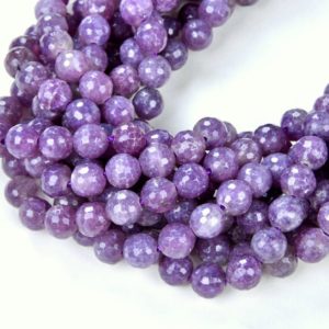 Shop Lepidolite Beads! 6mm Genuine Natural Lepidolite Gemstone Grade AA Faceted Round Beads 15.5 inch Full Strand (80007889-A284) | Natural genuine beads Lepidolite beads for beading and jewelry making.  #jewelry #beads #beadedjewelry #diyjewelry #jewelrymaking #beadstore #beading #affiliate #ad