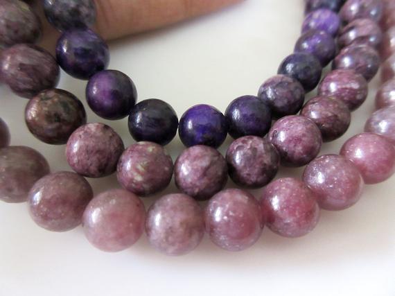 Lepidolite Smooth Round Beads, 8.5mm Lepidolite Beads, Loose Natural Lepidolite Gemstone Beads, 15 Inch Strand, Gds1131