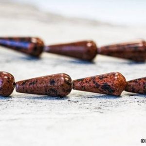 M/ Mahogany Obsidian 9x22mm/ 6x16mm Teardrop Beads 15.5" strand Natural Brown Color gemstone beads For Earring For Jewelry | Natural genuine other-shape Gemstone beads for beading and jewelry making.  #jewelry #beads #beadedjewelry #diyjewelry #jewelrymaking #beadstore #beading #affiliate #ad