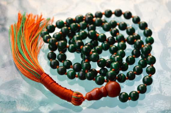Heart Chakra Malachite Mala Beads Necklace Yoga Mala Beads Genuine Natural Malachite Mala Necklace Jewelry Knotted Green Tara Mala Aaa Grade