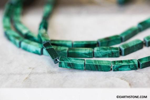S/ Malachite 4x13mm Rectangle Beads. 15.5" Strand Natural Green Malachite Gemstones Beads For Jewelry Making