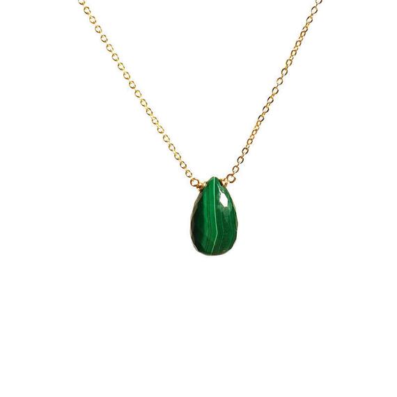 Malachite Necklace, Malachite Pendant / Handmade Jewelry / Gemstone Necklace, Simple Gold Necklace, Layered Necklace, Necklaces For Women