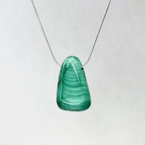 Malachite Tumbled Pendant with Chain | Natural genuine Malachite pendants. Buy crystal jewelry, handmade handcrafted artisan jewelry for women.  Unique handmade gift ideas. #jewelry #beadedpendants #beadedjewelry #gift #shopping #handmadejewelry #fashion #style #product #pendants #affiliate #ad