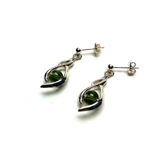 Moldavite Earrings / Moldavite Silver Earrings / Sterling Silver / 925 / Jewelry Earring / Green / Meteorite / Charis Jewelry
