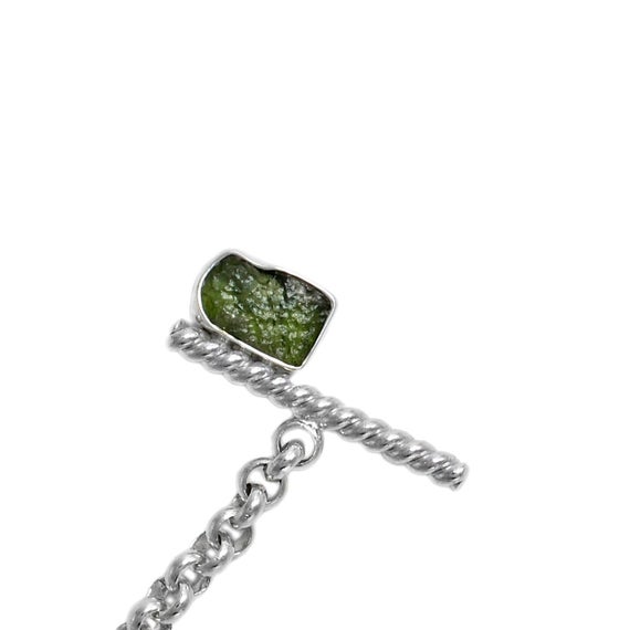 Exclusive Certified Moldavite Necklace Czech Moldavite Necklace Toggle Clasp Necklace Silver Raw Stone Chunky Chain Necklace Cosmic Gift Mom