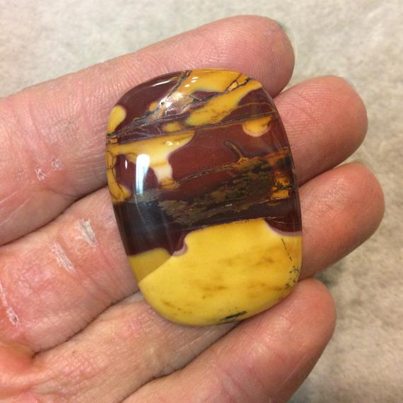 Natural Mookaite Rectangle Cushion Shaped Flat Back Cabochon - Measuring 29mm X 40mm, 5mm Dome Height - Natural High Quality Gemstone