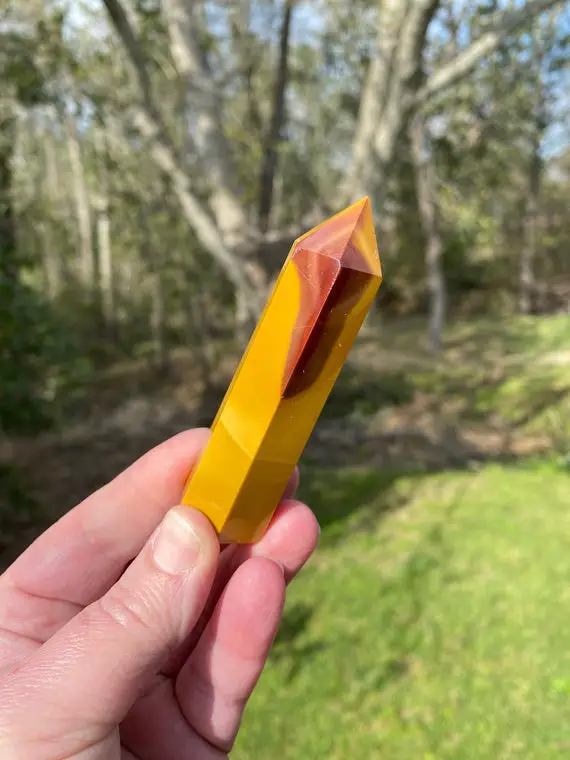 Mookaite Crystal Point - Reiki Charged - Red And Yellow Mookaite Point - Inner Peace & Wholeness - Stability - Root Chakra