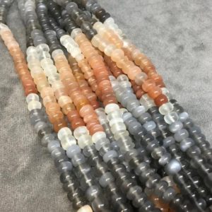 Shop Moonstone Rondelle Beads! 6mm Mystic Mixed Moonstone Rondelle Beads | Natural genuine rondelle Moonstone beads for beading and jewelry making.  #jewelry #beads #beadedjewelry #diyjewelry #jewelrymaking #beadstore #beading #affiliate #ad
