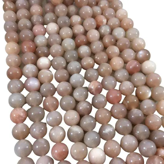 10mm Smooth Peach Moonstone Round/ball Shaped Beads With 1mm Holes - 15.25" Strand (approx. 39 Beads) - Natural High Quality Gemstone