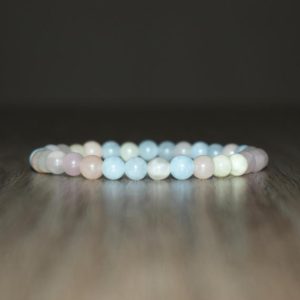 6mm Natural Morganite Bracelet For Women, Bracelet For Men, Healing Bracelet, Gemstone Bracelet, Chakra Bracelet, Elastic Bracelet | Natural genuine Morganite bracelets. Buy handcrafted artisan men's jewelry, gifts for men.  Unique handmade mens fashion accessories. #jewelry #beadedbracelets #beadedjewelry #shopping #gift #handmadejewelry #bracelets #affiliate #ad